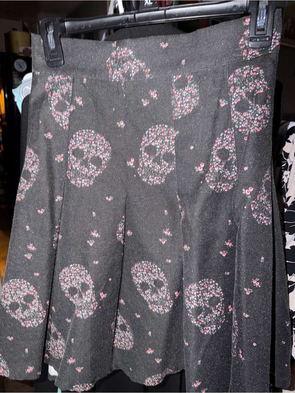 torrid Black Skater Skirt with Pink Floral Skull Print